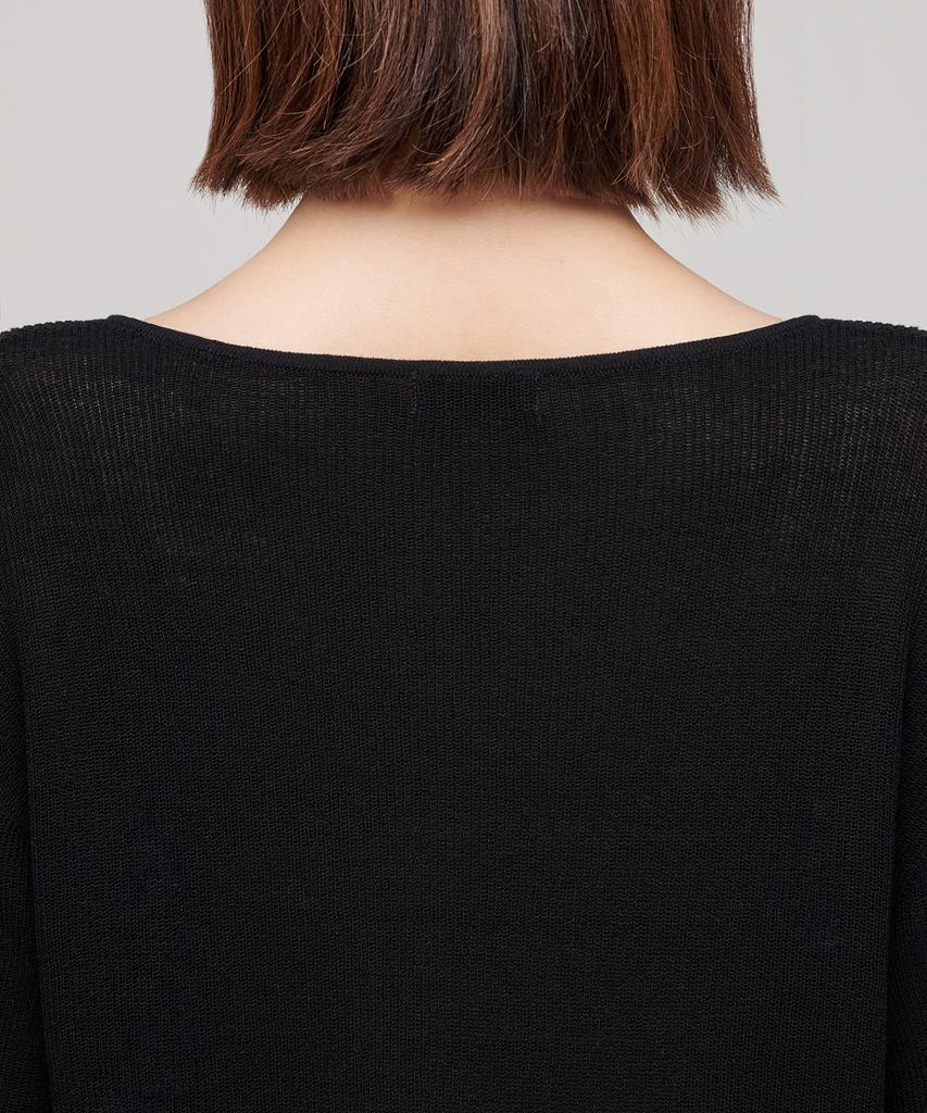 MUSINSA STANDARD WOMAN Women'S Linen Blend Boat Neck Sheer Knit [Black]
