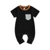 Baby Boys Summer Jumpsuit Casual Round Neck Contrast Color Short Sleeve Romper for Newborn Infant
