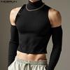 Men Turtleneck Sleeveless Rib Casual Fitted Crop Tank Tops with Oversleeve