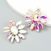 Новая модная серия с цветными бриллиантами, геометрические стеклянные серьги с бриллиантами и цветами, женские серьги-гвоздики в европейском и американском стиле