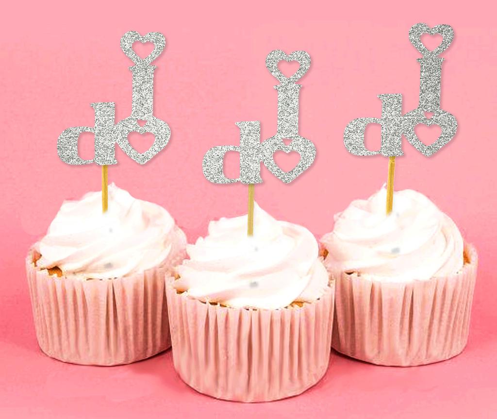 Darling Souvenir Wedding I Do Cupcake Toppers Party Dessert Decorations - Pack Of