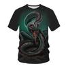 Summer Animal Snake Head Round Neck T-shirt 3D Digital Print Top Loose Casual Men's Short Sleeve Tee Shirts