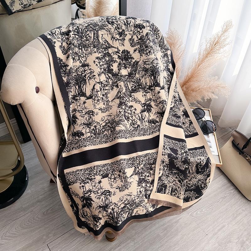 Тропические джунгли Ветер Контрастные цвета Двусторонний шарф из искусственного кашемира Зимняя высококачественная теплая шаль