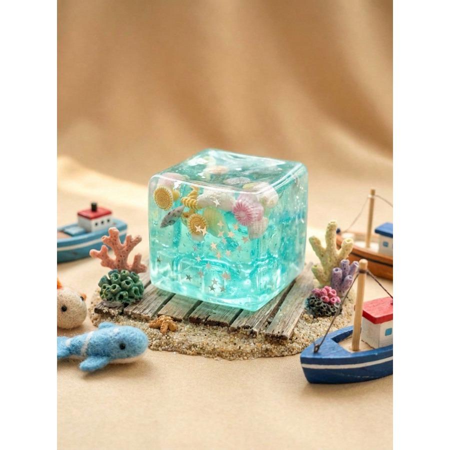 Ocean Themed Sensory Decompression Magic Cube Decorated With Cartoon Seashells Conches Schools Of Fish