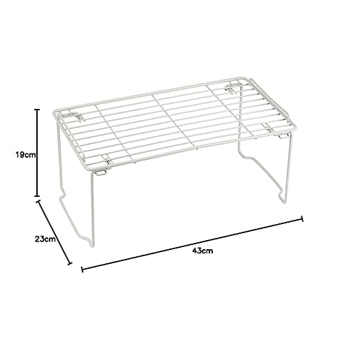 Liberty Corporation LD-252 Style Storage Under-Sink Kitchen Rack, Wire Stackable Shelf with Folding Legs, Medium, Warm Gray