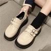 Большая голова и маленькие кожаные туфли для женской весенне-осенней новой ретро круглоносой обуви на одной педали в британском стиле черные лоферы для通勤