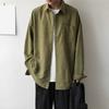 Мужская рубашка с лацканами, длинный рукав, однобортная рубашка, однотонный цвет, накладной карман, повседневная рубашка, свободный крой, удобная куртка