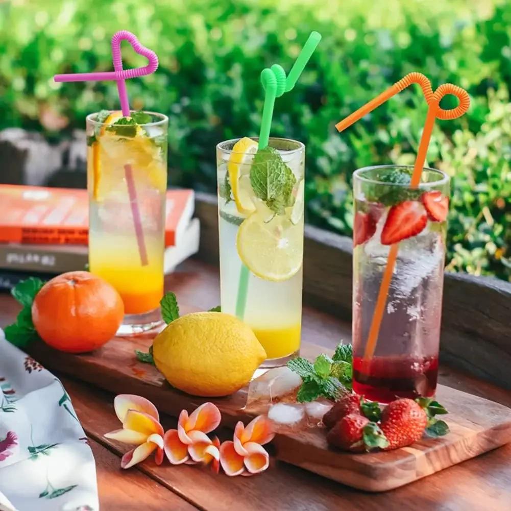 1000/100x Colorful Straws Disposable Plastic Flexible Drinking Straw for Bubble Milk Tea Cocktail Wedding Party Kitchen Supplies
