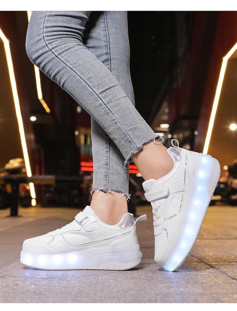 Перезаряжаемые Мигающие Роликовые коньки с двойными колесами для детей: Трансграничные кроссовки высокой стоимости с переключателем