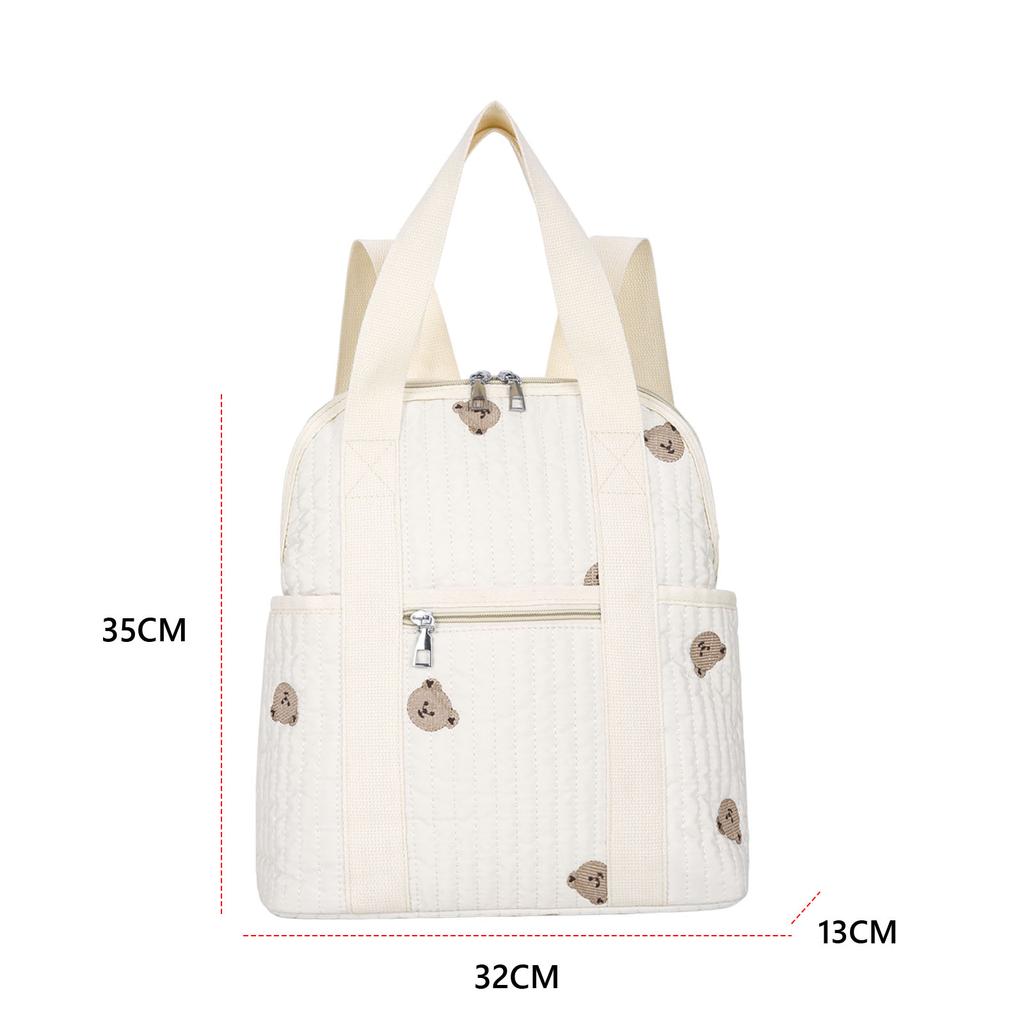 Embroidered Baby Handbag Large Capacity Soft Padded Shoulder Bag Stylish Nylon Backpack for Baby Bottles & Diapers