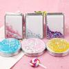 Flowing Sands Mini Folding Makeup Mirrors Pocket Mirror for Girls Women Double-Sided Sparkling Make Up Mirror Beauty Accessories