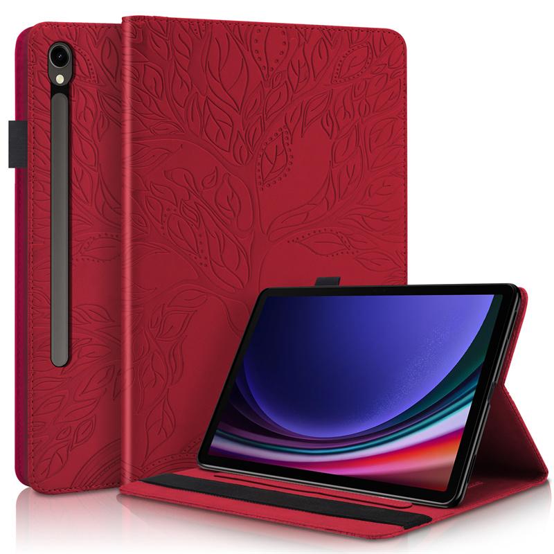 Чехол для Samsung Galaxy Tab S10 FE Plus 13,1 дюйма, тиснение "Дерево", обложка-книжка из ПУ-кожи для Coque Galaxy Tab S10 FE Plus Case Funda