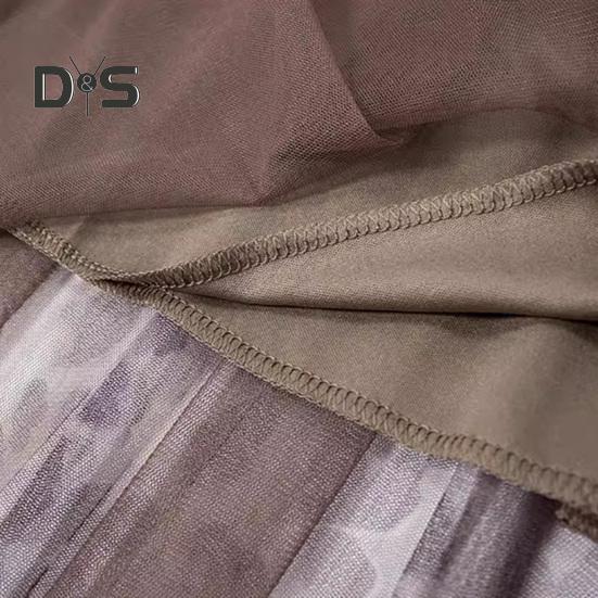 Женская юбка миди, эластичная юбка А-силуэта с высокой талией, сетчатая пряжа с леопардовым принтом, осенне-зимняя юбка, свободная плиссированная юбка