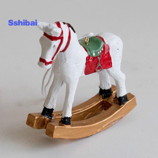 Рождественский кулон в стиле ретро, ​​милый цветной 3D мультяшный лошадка-качалка, подвесное украшение из смолы для рождественской елки