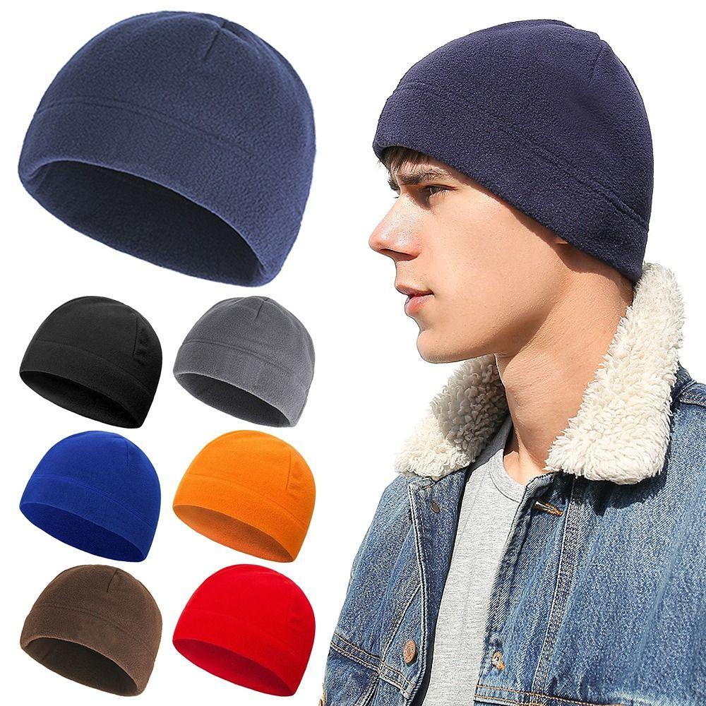 Slouchy Beanie Hat Polar Fleece Fleece Sports Hat Winter Running Cycling Cap  for Men Women