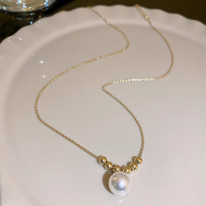 Elegant Delicate Pearl Pendant Clavicle Necklace For Women Unique Design Girl Jewelry Everyday Birthday Party Gift