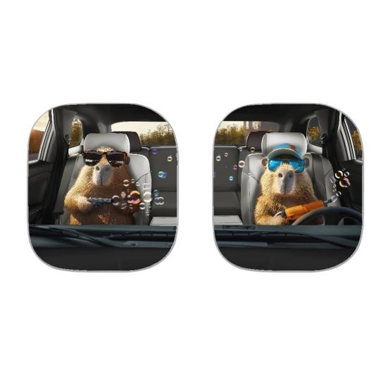 Yousheng 2 шт. Автомобильная солнцезащитная шторка с принтом животных, солнцезащитная шторка на лобовое стекло из алюминиевой фольги высокой плотности, блокирует УФ-лучи, солнцезащитный козырек, всесезонная защита, автомобильное солнце