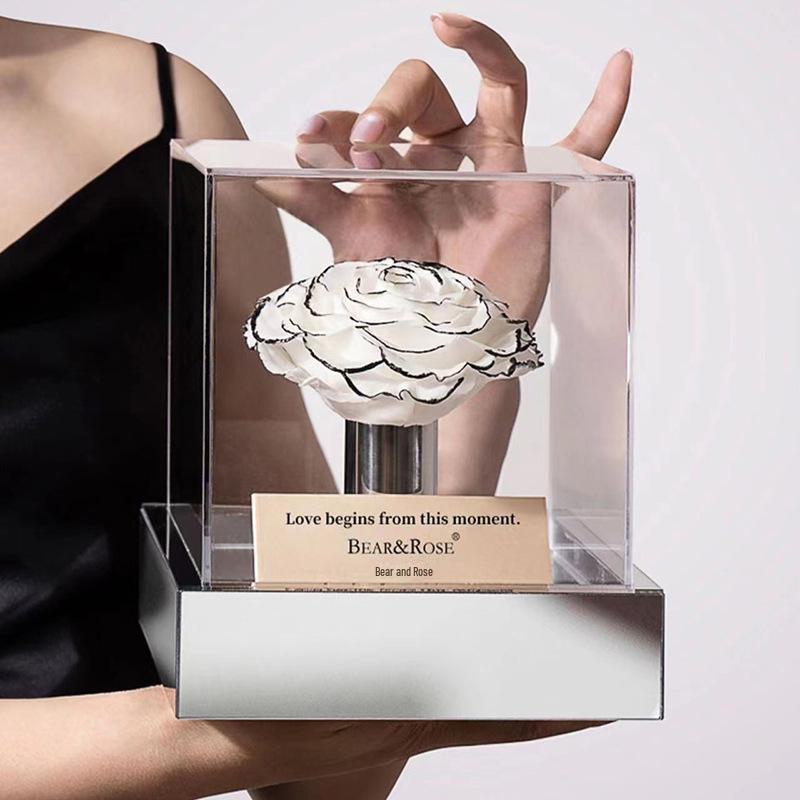 Custom Portable Transparent Acrylic Flower Gift Box