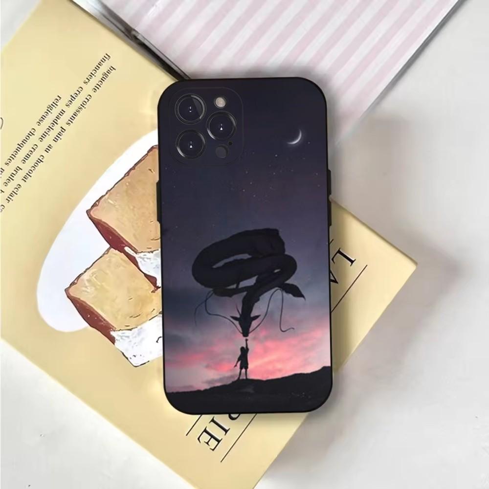 Чехол для телефона S-Spirited D-Dragon A- Away для iPhone 16,15,14,13,12,11,Pro,X,XS,Max,XR,Plus,Mini Мягкий черный чехол