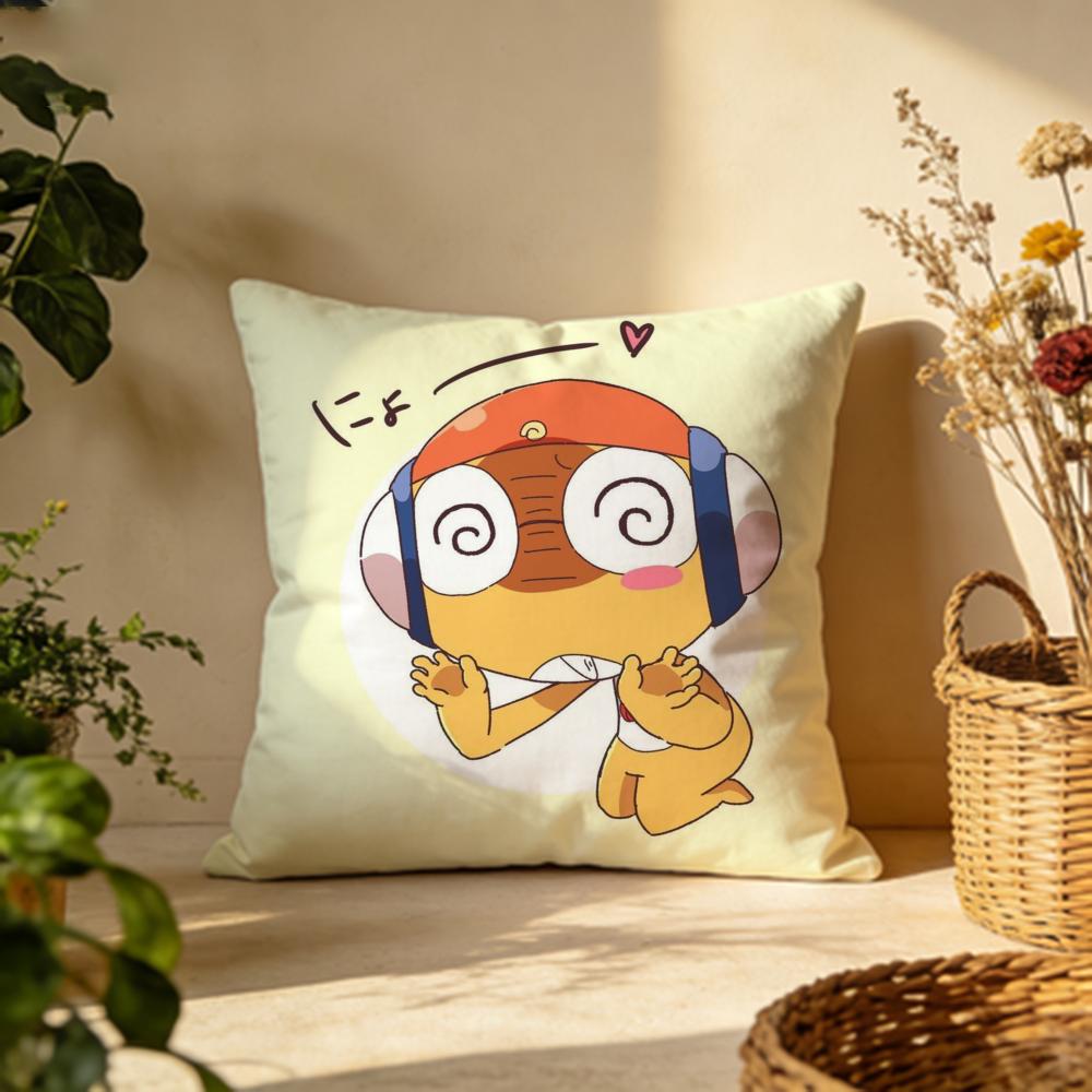 Popular KKeroro Gunsoued Cushion Cover Versatile DoubleSided Pillow Case Fit for Sofa Bed Car Daily Decor