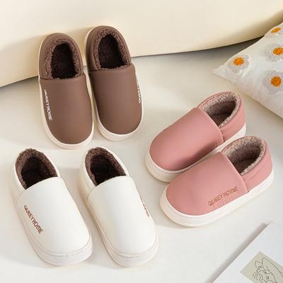 Домашние парные хлопковые тапочки-шлепанцы для мужчин, теплые зимние хлопковые водонепроницаемые, верхняя одежда, домашние нескользящие зимние бархатные мужские тапочки на толстой подошве