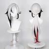 New Shin Arlecchino Cosplay Wig Game Fontaine Long White Black Red Mix Heat Resistant Synthetic Hair Anime Wigs + Wig Cap
