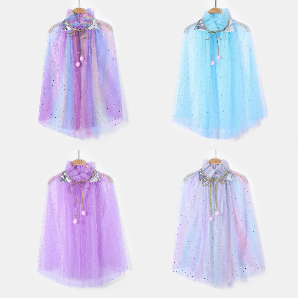 Elsa Frozen Princess Snowflake Cape for Kids - Birthday & Stage Performance Veil