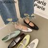 Fashion SUOJIALUN 2025 Summer New Women Flat Shoes Fashion Shallow Ladies Casual Soft Mary Jane Shoes Outdoor Dress Flat Ballet Shoes