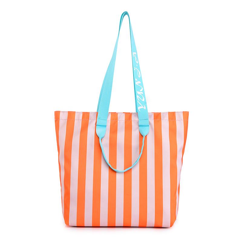 2026 Trendy Korean Color Block Stripe Large Tote Bag