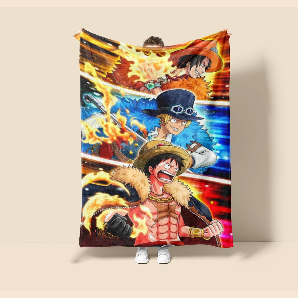 Тонкое фланелевое одеяло. Плед с аниме One Piece на четыре сезона. Для дивана, кровати, гостиных, путешествий, пикника, офиса, детских подарков