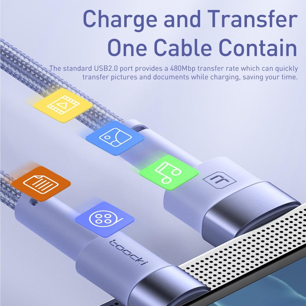 Toocki 2 шт. 3A USB C Кабель Тип C Для 12t Pro Realme Redmi 12 Pro Poco F3 X4 GT Кабель для быстрой зарядки Data Cord Wire