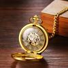 Pocket Watch Automatic Skeleton Antique Roman Analog Display Pocket Watch Waterproof Pendant Watch with Chain Gold Birthday Anniversary Christmas Day