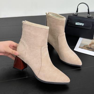 Ботинки осенние и зимние женские ботильоны-носки модные женские элегантные короткие ботильоны из эластичной ткани на квадратном каблуке женская обувь