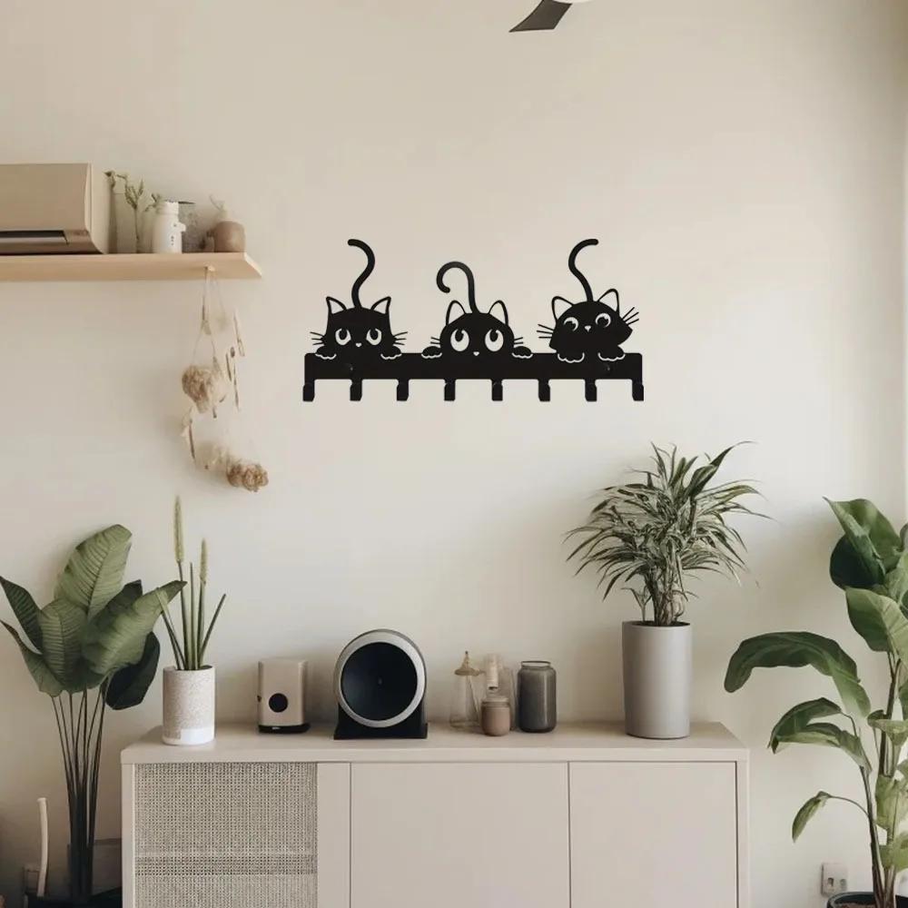 1 шт. Милая настенная вешалка для ключей в виде кошки для создания праздничной атмосферы на Хэллоуин, вешалка для ключей для дома