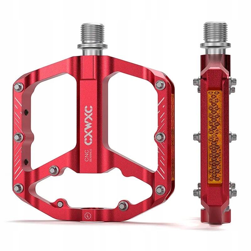 CXWXC Red Aluminum Reflective Machined Platform Bicycle Pedals