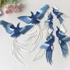 4Pcs/Set Animal Embroidered Cheongsam Blue Phoenix DIY Embroidery Patch Chinese Style Cloth Applique