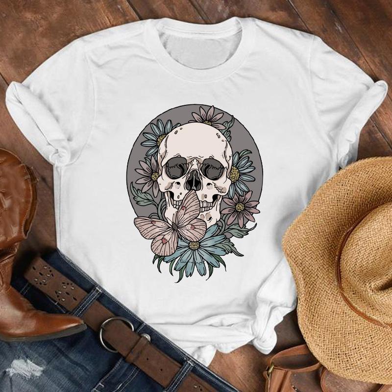 Women Lady Printed Cartoon 90S Horror Sleep Fashion Shirt Clothes Tshirt Female Print T Tee