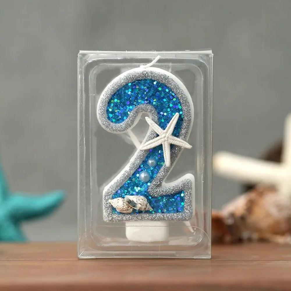 Ocean Starfish Conch Digital Candle, New Birthday Candle Creative Digital Handmade Candle Cakes Decoration Candle Ornament