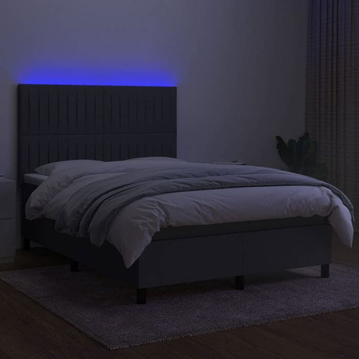 Maison Exclusive - Sommier à lattes de lit et matelas et LED Gris foncé 140x190 cm