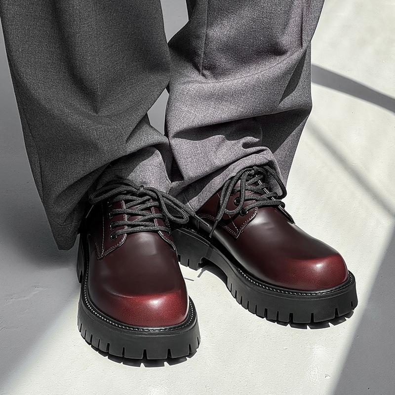 Новые британские кожаные туфли повседневная обувь увеличивают рост дорожные модные тенденции универсальные туфли дерби на платформе 3136-R