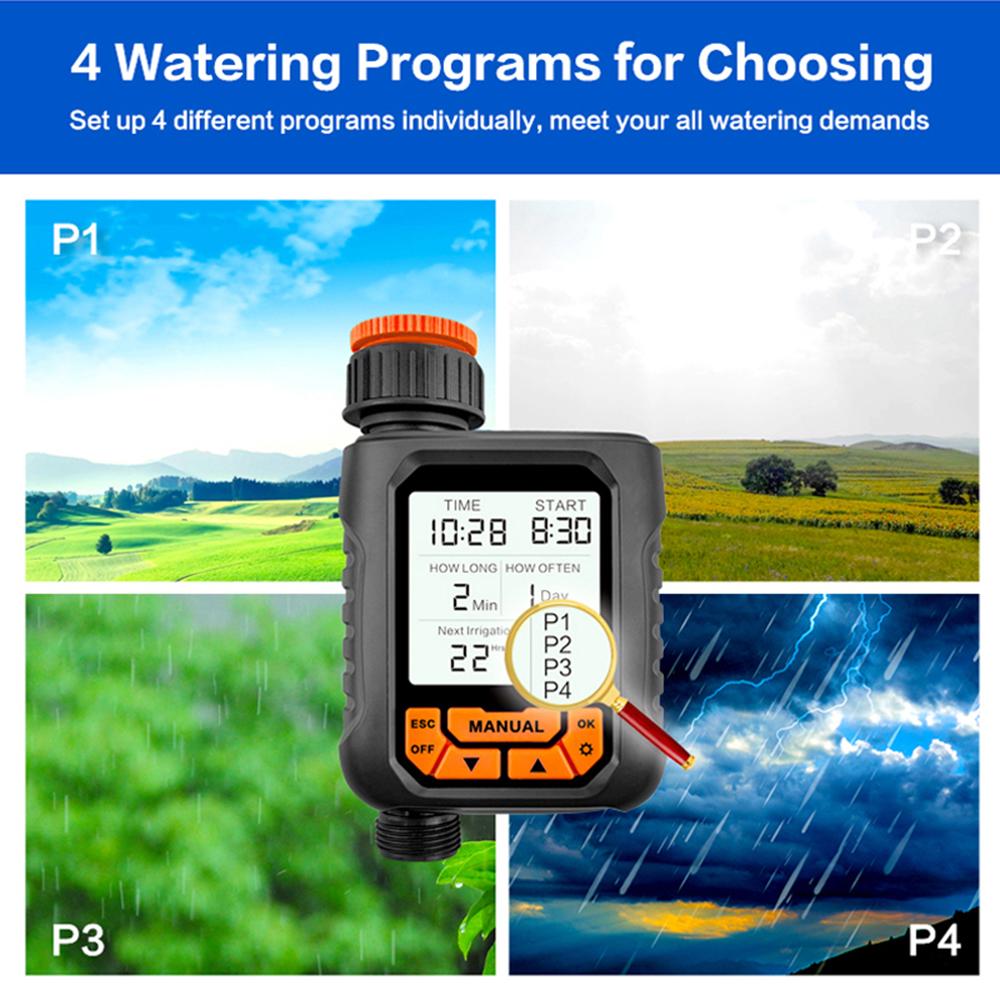 Таймер спринклера Таймер подачи воды на открытом воздухе для садового шланга с 1 выходом, большой программируемый ЖК-экран