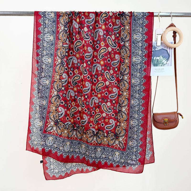 Этнический стиль принт «кешью» длинный шарф для женщин с высококлассным и универсальным классическим узором для путешествий, солнцезащитная шаль
