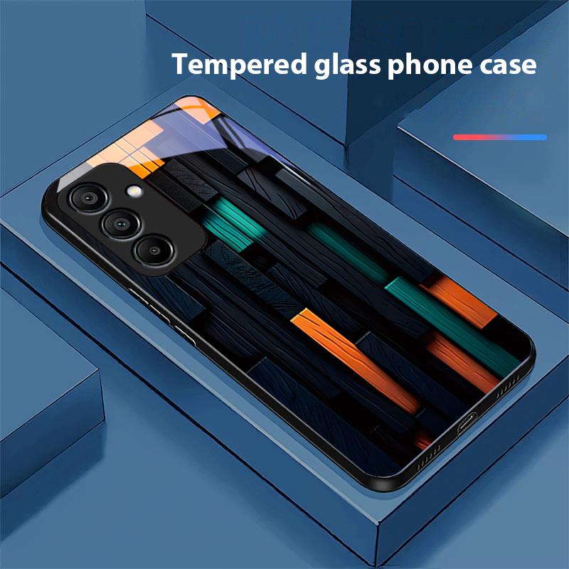 Креативный чехол-блок для Samsung Galaxy A15 5G 54 4G 51 50 24 35 90 71 12 51 53 52S 80 22 34 Черный чехол для телефона из закаленного стекла