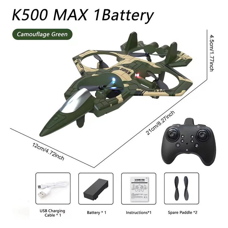 Детский радиоуправляемый самолет-истребитель K500MAX со светодиодами, 2,4 ГГц, пульт дистанционного управления, акробатический планер, полет с вращением на 360°, пенопласт EPP, игрушка для мальчика CZ63