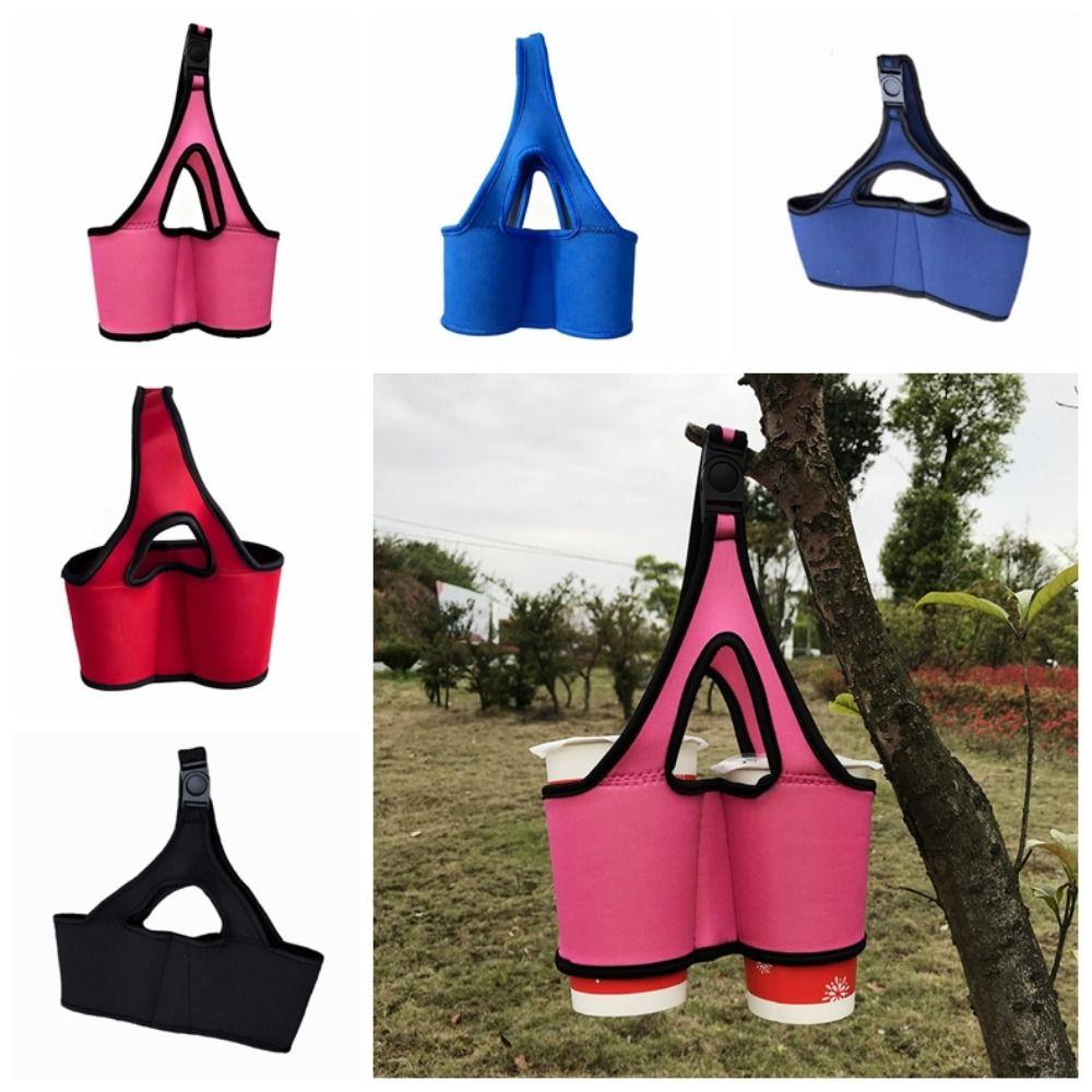 Collapsible Double Cup Beverage Holder Reusable Iced Coffee Cup Sleeve Cup Carrier Holder Camping