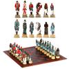 Role Theme Chess Set - Resin Material And Hand-Painted With Embossed Leather Chess Board - 32 Pieces - Ideal Gift Board Game