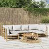 VidaXL Garden Lounge Set 7 Pcs with Light Grey Cushions Bamboo, Lounge Set, Outdoor Lounge Set, 3155102