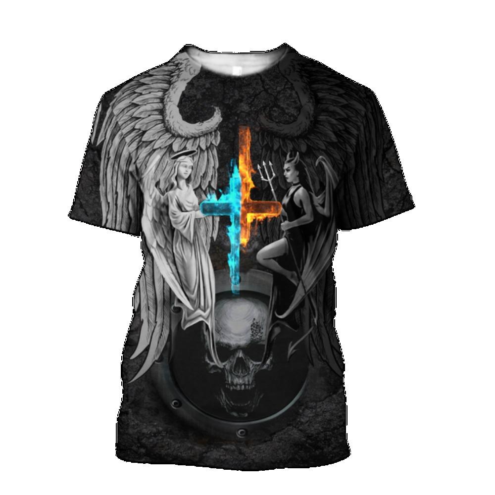 2022 летние новые футболки сатаны и дьявола, мужские рубашки с 3D принтом и короткими рукавами, летние модные рубашки унисекс в стиле Харадзюку