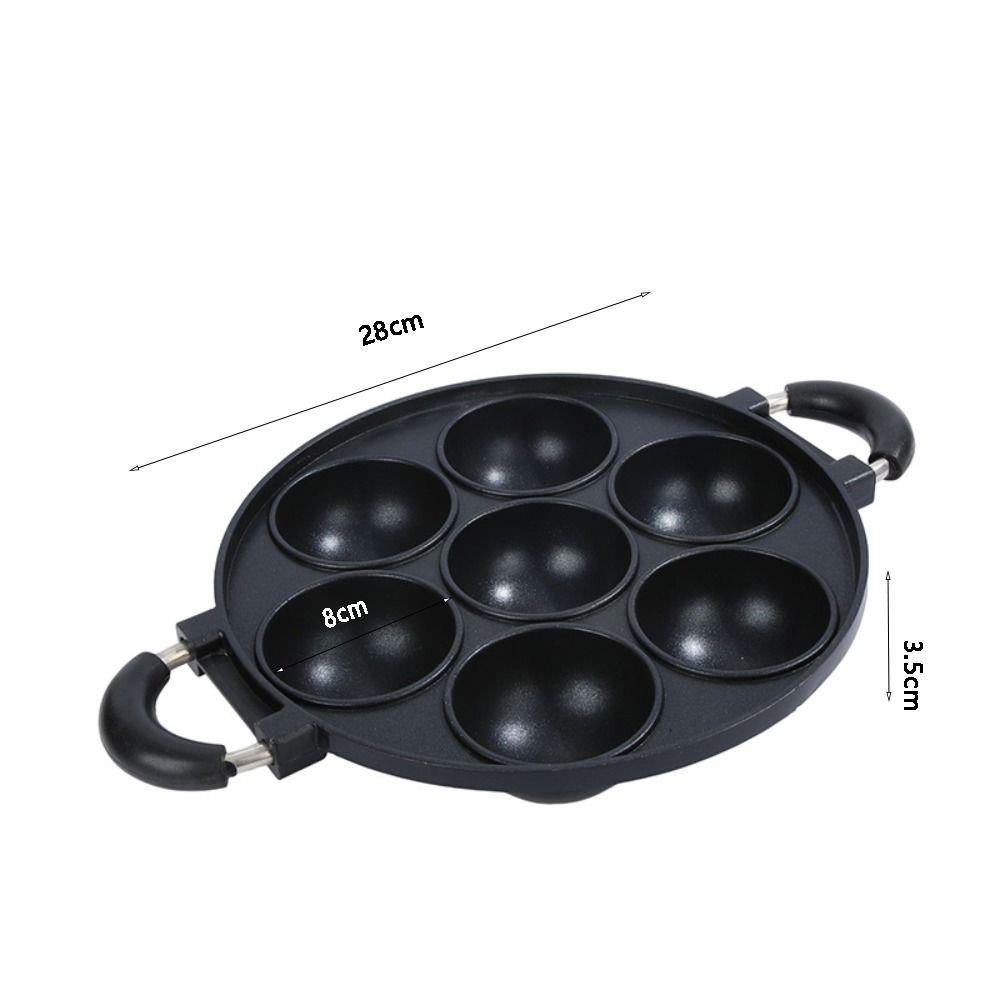 Aluminum 7-Hole Cake Cooking Pan Anti-scald Handle Cake Ball Plate Grill Pan Takoyaki Maker Scones