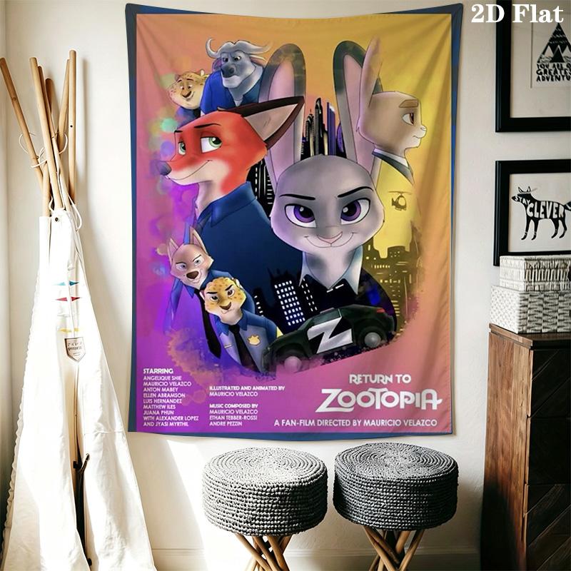 Zootopia Colorful Adventure Tapestry Fashion Print Background Cloth Atmospheric Background Cloth Background Cloth Wall Covering Decoration
